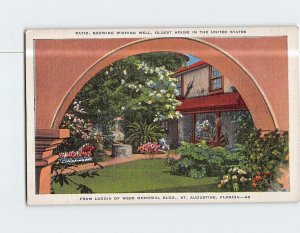 Postcard Patio Showing Wishing Well Oldest House in the US St. Augustine Florida