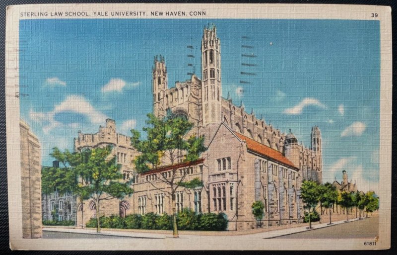 Vintage Postcard 1938 Sterling Law School, Yale, New Haven, Connecticut (CT)