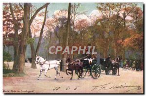 Old Postcard Paris Bois De Boulogne Horse Caleche