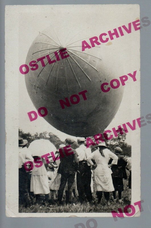 Warren OHIO RPPC 1919 AIRSHIP LANDING Zeppelin Flying DIRIGIBLE nr Youngstown