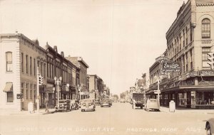 J74/ Hastings Nebraska RPPC Postcard c30-50s Street Scene Stores 391