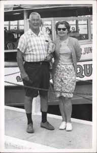 Miami FL Couple Ready to Board Jungle Queen Cruise Boat Real Photo Postcard