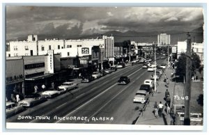 c1950's Downtown Street 515 Club Bank View Anchorage AK RPPC Photo Postcard