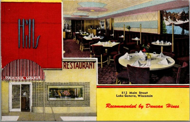 Lake Geneva WI~Art Deco Hills Restaurant Sign & Cocktail Lounge~Coffee Pot~1940s