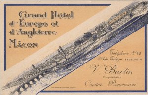 Grand Hotel D'Europe et D'Angleterre French Advertising Old Postcard