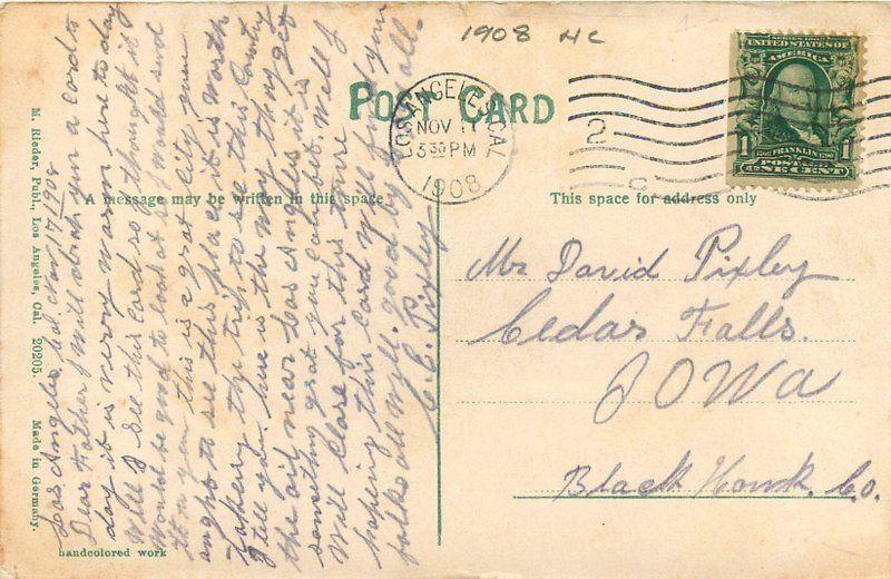 Hand Colored 1908 Oil Fields California Rieder postcard 9246