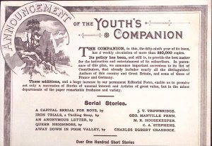 1886 THE YOUTHS COMPANION BOSTON MA SHIP BOY FLOWERS VICTORIAN TRADE CARD Z224