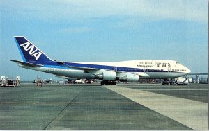 Vintage ANA Boeing 747-481 Photochrome Postcard Haneda Airport