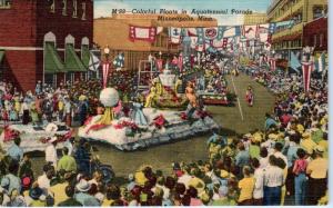 MINNEAPOLIS, MN Minnesota  AQUATENNIAL PARADE Floats   1957  Linen  Postcard