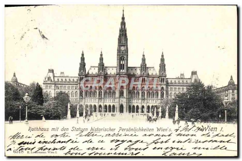 Postcard Old Rathhaus Mit Den Statuen Historischer Persönlichkeiten Wiens