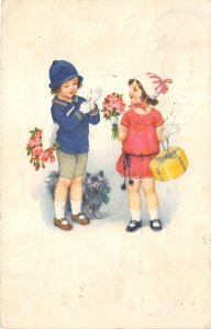 Lot269 boy and girl with flower and gifts  children germany