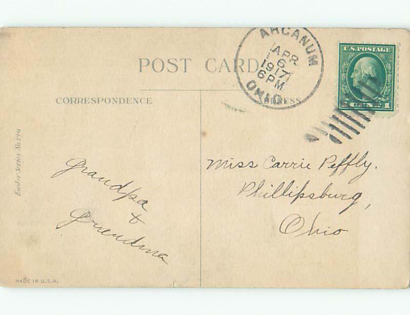 Pre-Linen easter WHITE BUNNY RABBIT WITH PURPLE EGG IN NEST k2774