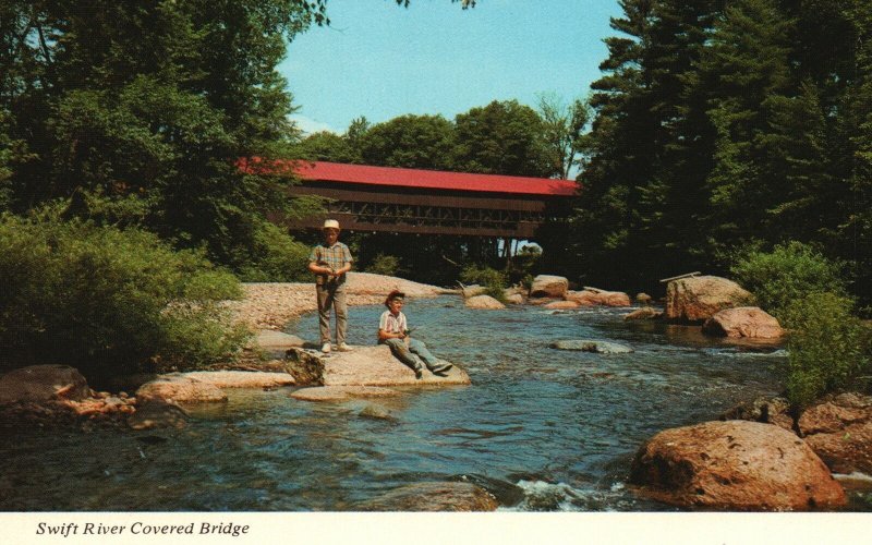 Vintage Postcard Swift River Covered Bridge White Mountains Conway New Hampshire