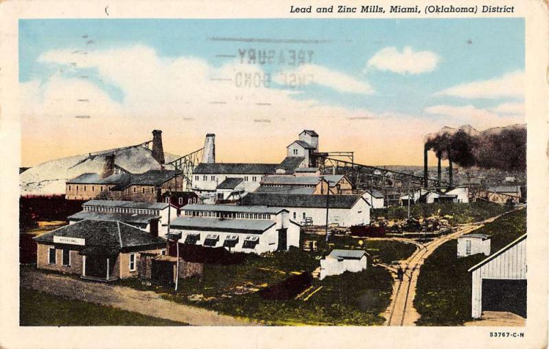 Miami Oklahoma Lead And Zinc Mills Birdseye View Antique Postcard K20598