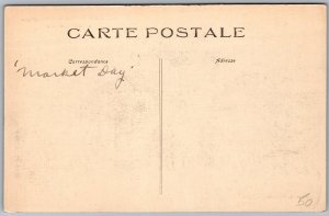 Postcard Le Mans France Market Day Plaza Clock Tower 1910s View