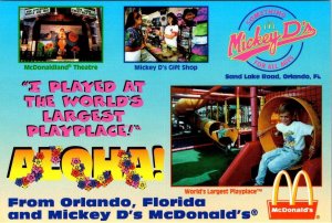 FL, Orlando  McDONALD'S Advertising  MICKEY D's Largest Playplace 4X6 Postcard