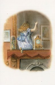 Mantelpiece Clock Kitty Cat Alices Adventures In Wonderland Book Painting Pos...