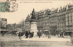 CPA PARIS 9e Place et Boulevard de Clichy (998428)