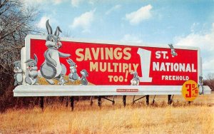 Freehold New Jersey First National Bank Bunny Billboard Adv Postcard AA69395