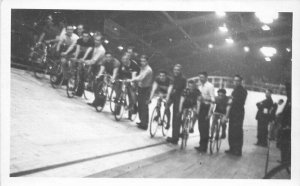 6 Day Bicycle race Roller Derby Track 1950s Postcard Kowalak RPPC 20-6521