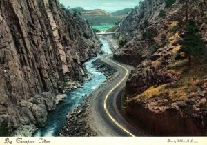 VINTAGE CONTINENTAL SIZE POSTCARD BIG THOMPSON CANYON ROCKIES COLORADO