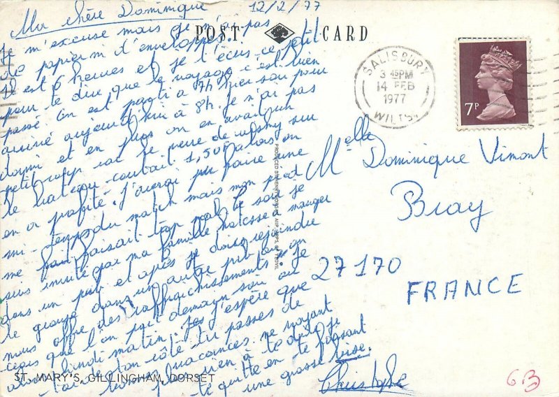 Postcard England Gillingham Dorset St Mary's Church