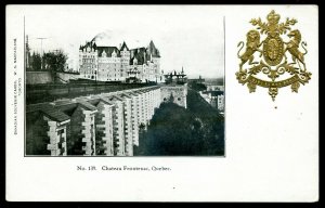 h4068 - QUEBEC CITY Postcard 1900s Chateau Frontenac. Patriotic Crest Heraldic