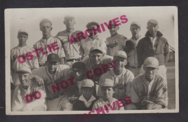 rppc c1920s BASEBALL TEAM Posing Coach KUSCIUSZKO UNIFORMS KB