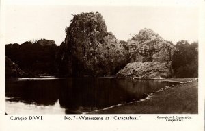 curacao, D.W.I., Waterscene at Caracasbaai (1920s) Capriles No 7 RPPC Postcard 2