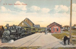 Sheridan Oregon scene on S. P. Depot antique pc DD6073