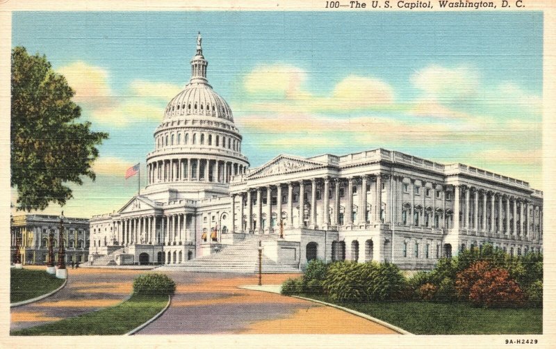 View of The U. S. Capitols State Washington D. C. Vintage Postcard 1948