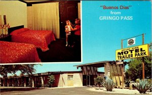 Lukeville, AZ Arizona GRINGO PASS MOTEL Girl/Doll ROADSIDE Pima County Postcard