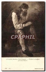 Old Postcard The Dwarf French School Old man warming himself near d & # 39un ...