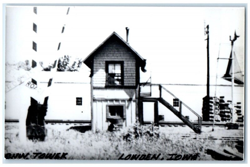 c1960's CNW Tower Lowden Iowa IA Vintage Train Depot Station RPPC Photo Postcard