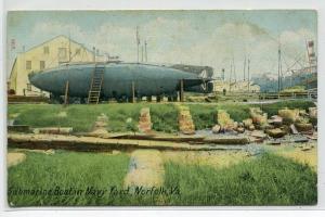 Submarine Boat US Navy Yard Norfolk Virginia 1910c postcard