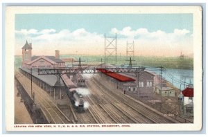 Bridgeport Connecticut CT Postcard Leaving New York NYNH Station c1920 Vintage