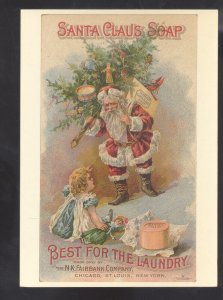 SANTA CLAUS IN MAROON ROBE LAUNDRY SOAP ADVERTISING POSTCARD