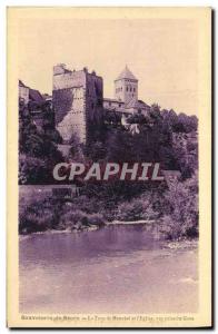 Old Postcard Sauveterre De Bearn Tower Monreal And The Church view from the Gave