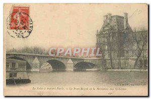 Old Postcard The Seine through Paris Pont Royal and the Ministry of Colonies