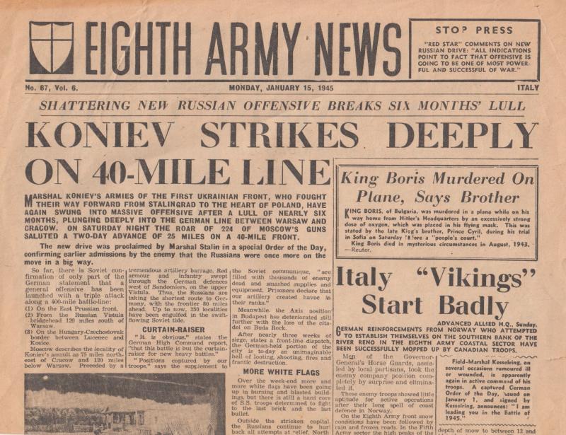 Eighth Army News Koniev Strike WW2 Russian Army War Newspaper