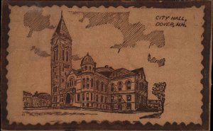 Dover New Hampshire NH City Hall Real Leather c1910 Vintage Postcard