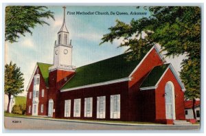 c1940 First Methodist Church Exterior De Queen Arkansas Vintage Antique Postcard