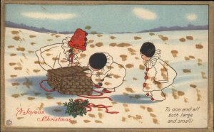 Christmas Cute Kids Pierrots Unsigned Pauli Ebner? Stecher 725E Postcard