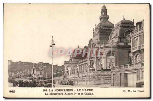Postcard Old Normandy Le Havre Le Bouolevard Albert I and Casino