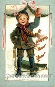 Artist Frances Brundage, A Happy New Year, 1910 some corner wear, postal used...