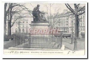 Switzerland Geneve Old Postcard Monument of Jean-Jacques Rousseau