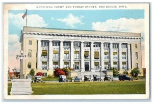 1931 Municipal Court Public Safety Exterior Building Des Moines Iowa IA Postcard