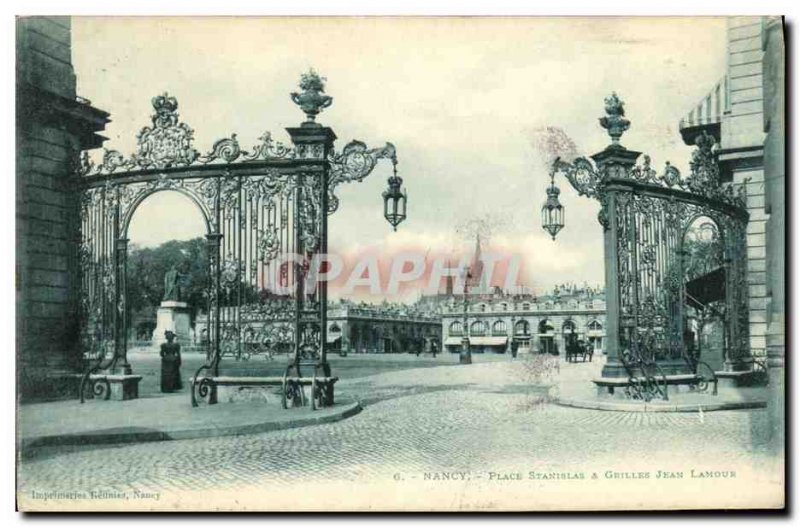 Old Postcard Nancy Place Stanislas grilles Jean Lamour