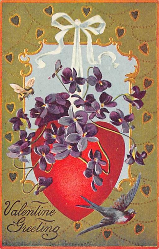 Valentine Greeting Postcard Writing on back