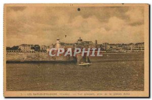 Old postcard Les Sables d'Olonne Vendee general view taken of the large Jetee